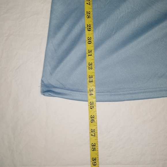 Manhattan Blues Shift Dress Jersey Style Light Grey Blue Summer Party Ruffles - Picture 12 of 16